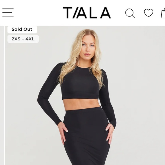 TALA Cropped black long sleeve top- size large - Picture 4 of 4